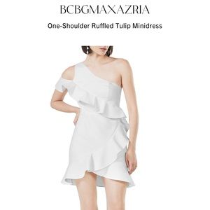 BCBG one shoulder ruffled minidress  size 6